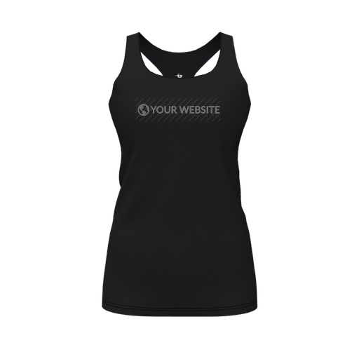 [CUS-DFW-RCBK-PER-BLK-FYS-LOGO2] Racerback Tank Top (Female Youth S, Black, Logo 2)