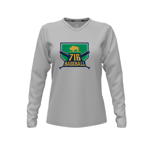 [CUS-DFW-TEES-CMF-VNK-LSL-GRY-FYXS-LOGO1] Comfort T-Shirt (Female Youth XS, Gray, V Neck, Logo 1, Long Sleeve)